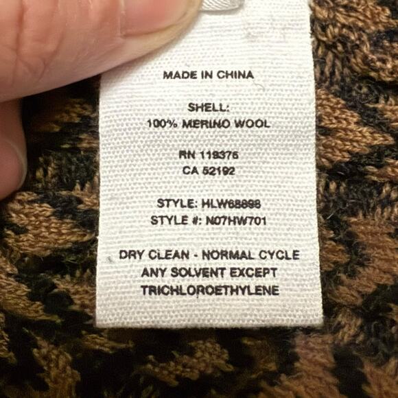 Helmut Lang Tri Color Crewneck Sweater Herringbone Merino Wool Camel Brown Small - Picture 7 of 11